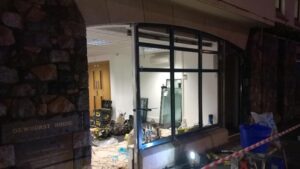 Working through the night. StormMeister™ engineers worked through the night to install Part 'M' compliant low threshold flood doors and windows in this commercial building in Guernsey, Channel Islands.